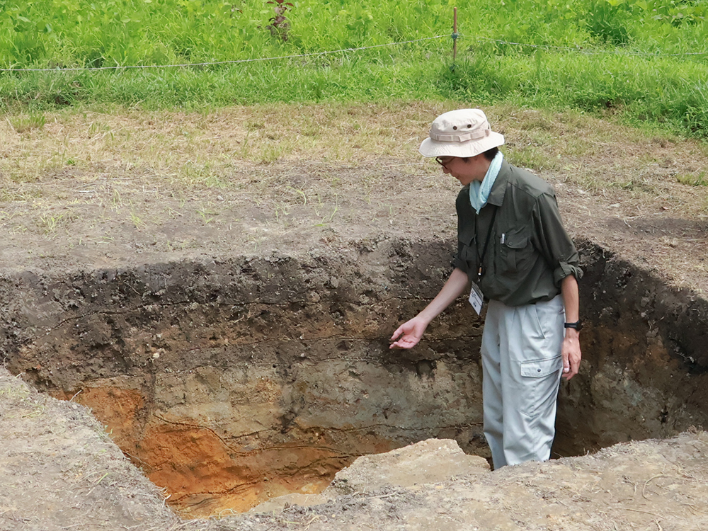 発掘調査の概要を担当職員が説明