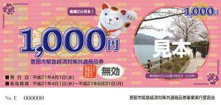 市緊急経済対策共通商品券1,000円券
