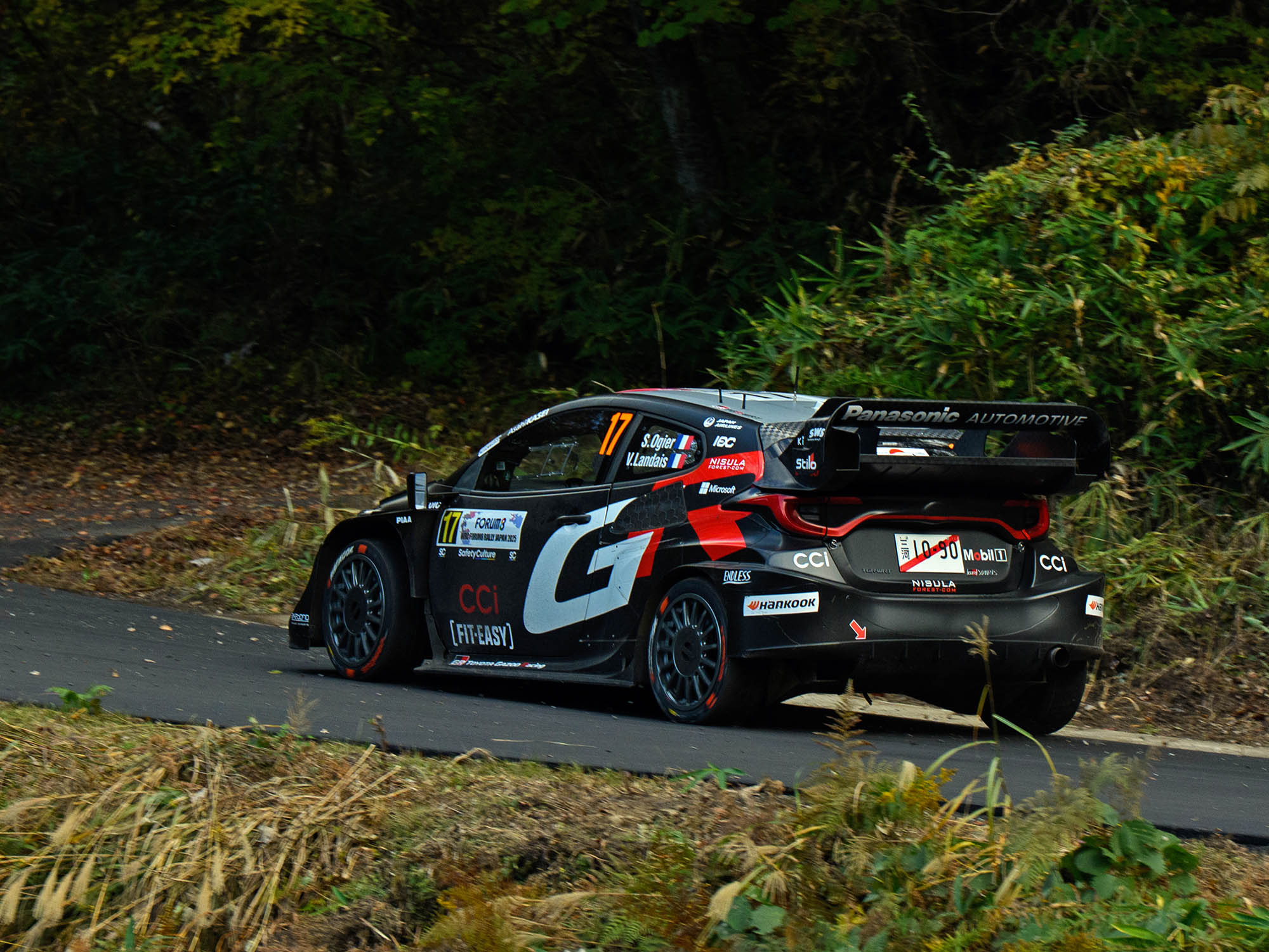 山岡観戦エリアを走るラリーカー