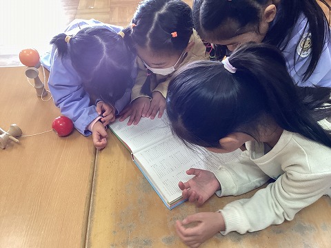 葉っぱを図鑑で調べる