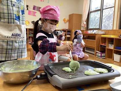 生地を流しているところ