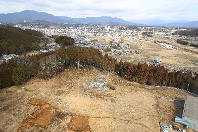 発掘調査時に正家廃寺上空から撮った写真