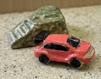 陶器で作るジオラマ　ラリーカーと岩村城跡