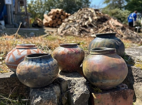 楽焼焼成で焼成した作品